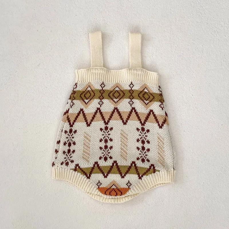 New autumn baby clothing, 0-3 year old female baby, serrated jacquard knitted sweater jumpsuit, crawling suit