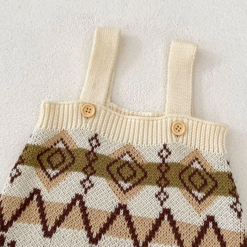 New autumn baby clothing, 0-3 year old female baby, serrated jacquard knitted sweater jumpsuit, crawling suit