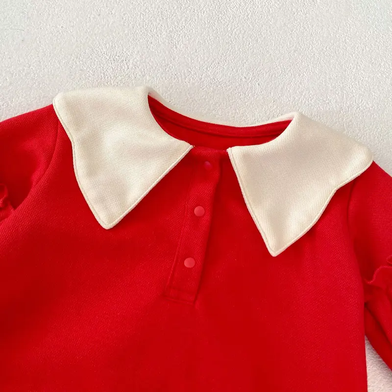 Autumn new baby clothing, 0-3 year old female baby, lapel back bunny cute personality triangle climbing suit