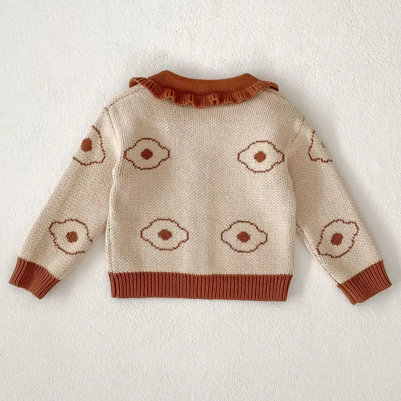 New autumn baby clothing, 0-3 year old female baby, jacquard long sleeved knitted sweater jacket