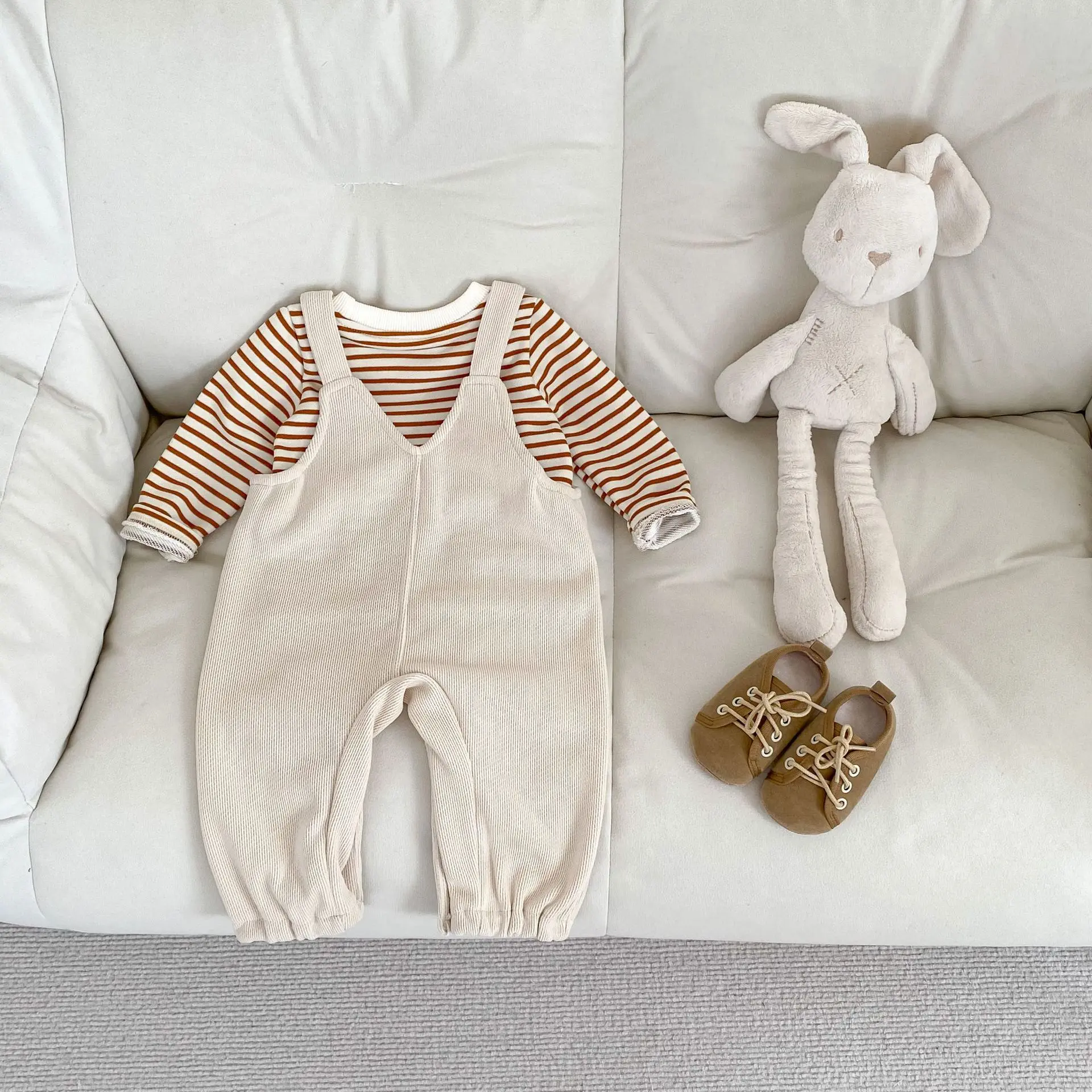 Spring and autumn new baby clothes for 0-3 years old, baby embroidered jumpsuit, striped top, you can choose from single items