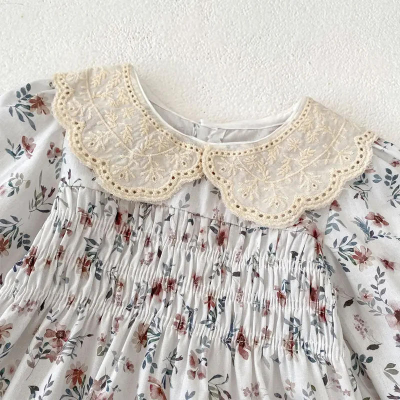 Autumn new baby clothing, 0-2 year old female baby, crawling clothes, waist cinching long sleeved printed bag, flatbed clothes