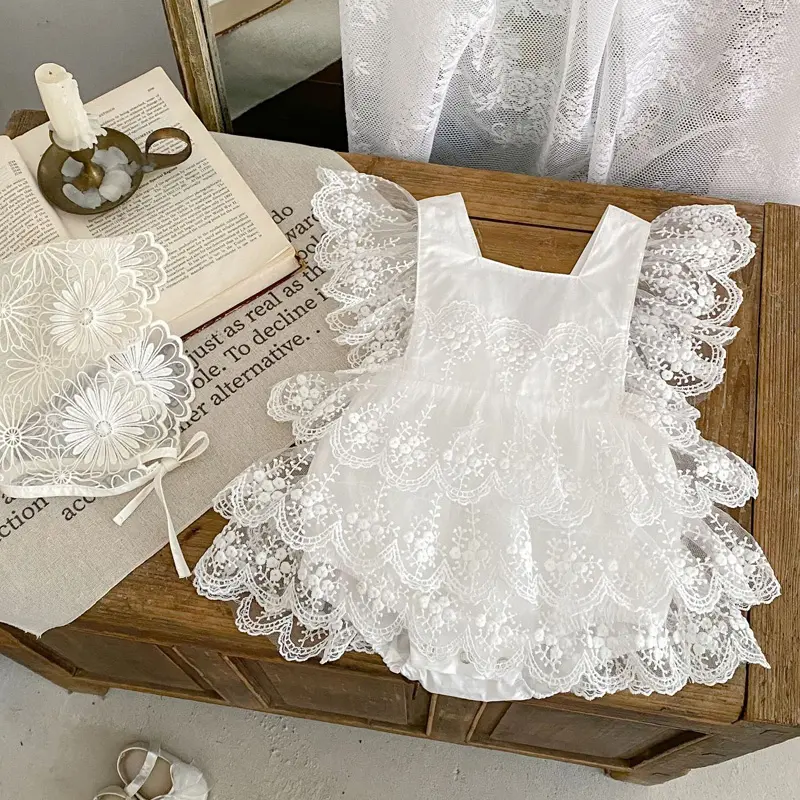 Summer new baby clothes for 0-3 years old, exquisite baby girl sweet one-piece skirt, doll collar jumpsuit