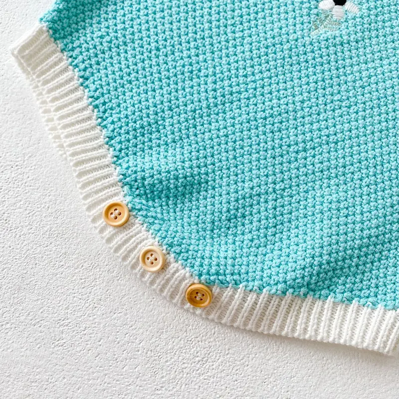 Autumn New Baby Clothing, 0-3 Girl Baby Embroidered Knitted Backband Sweatshirt Jumpsuit