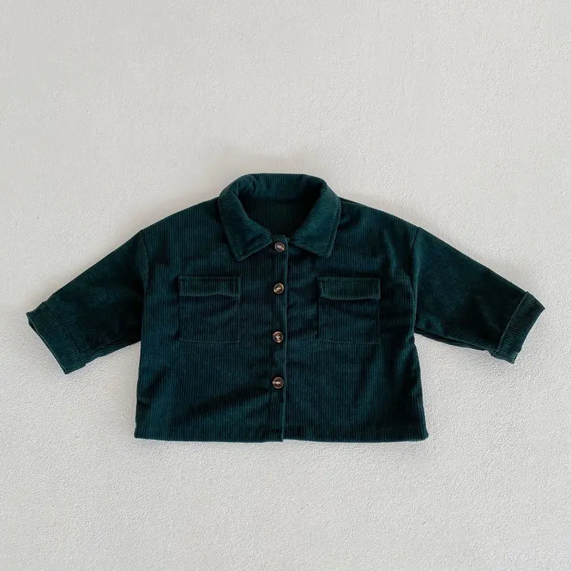 New autumn baby clothing, boys and girls aged 0-6, with a two-piece set of lapel cardigan jacket and corduroy pants