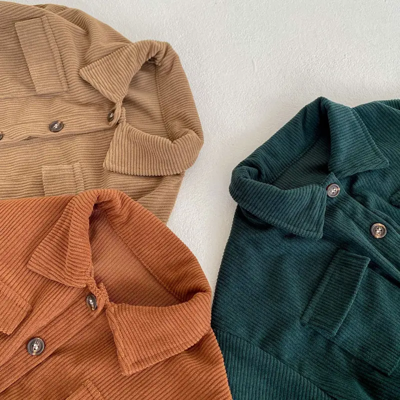New autumn baby clothing, boys and girls aged 0-6, with a two-piece set of lapel cardigan jacket and corduroy pants