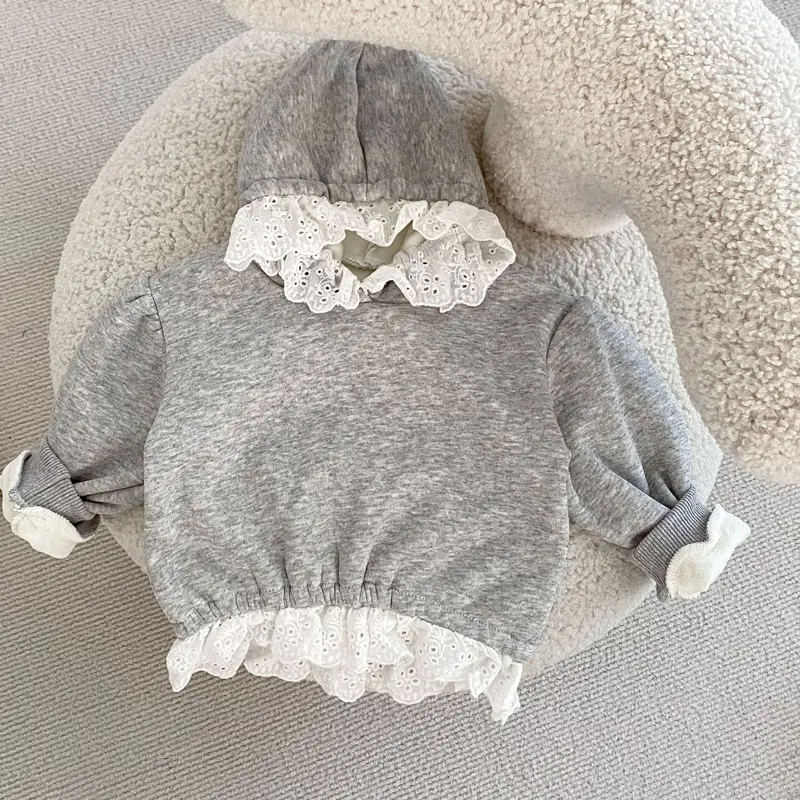 Autumn new baby clothing, 0-5 year old female baby, lace lace top and pants set