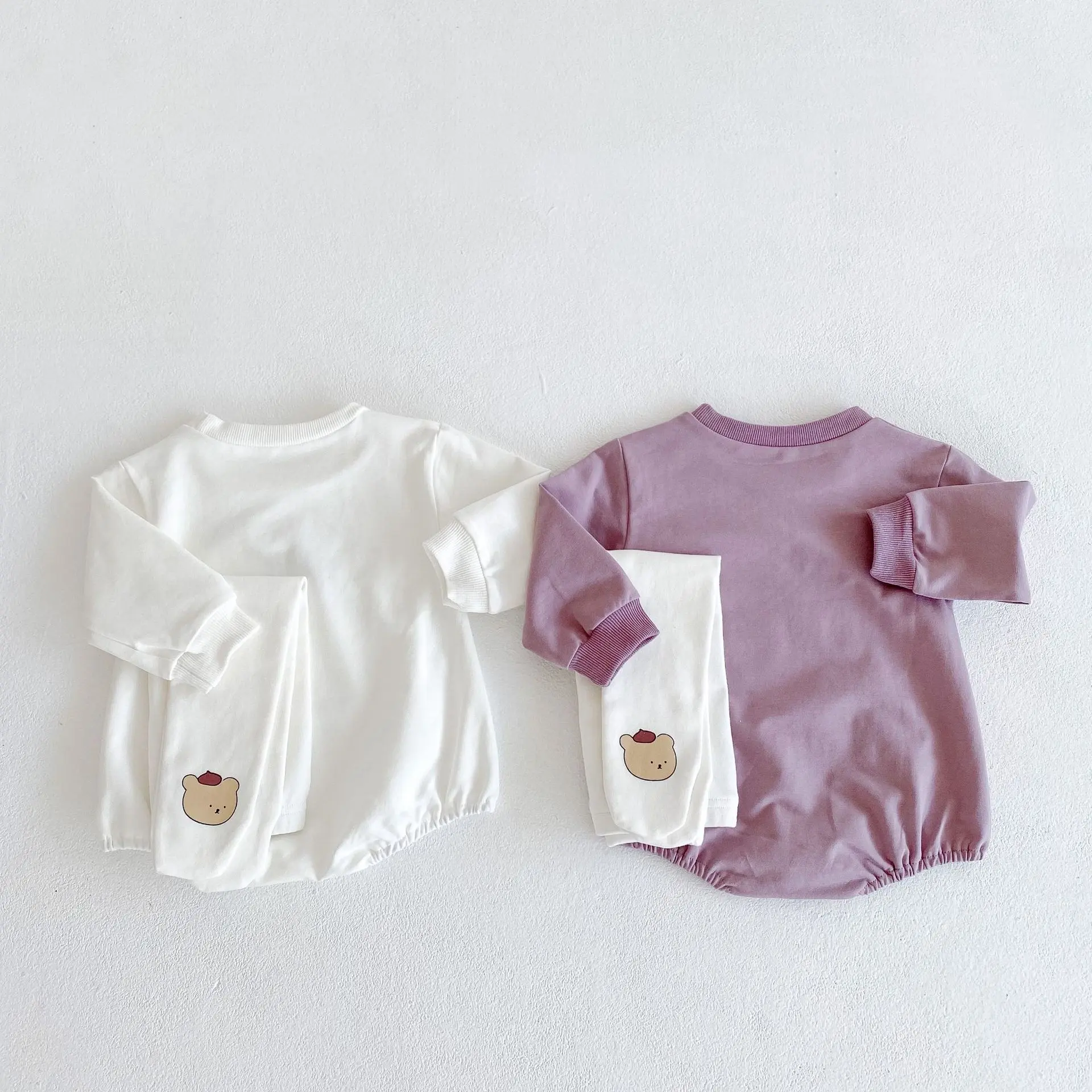 Spring and Autumn New Women's Fashion Versatile Long sleeved Triangle Sweetheart for Infants 0-3 Years Old Baby Bear Head Printe