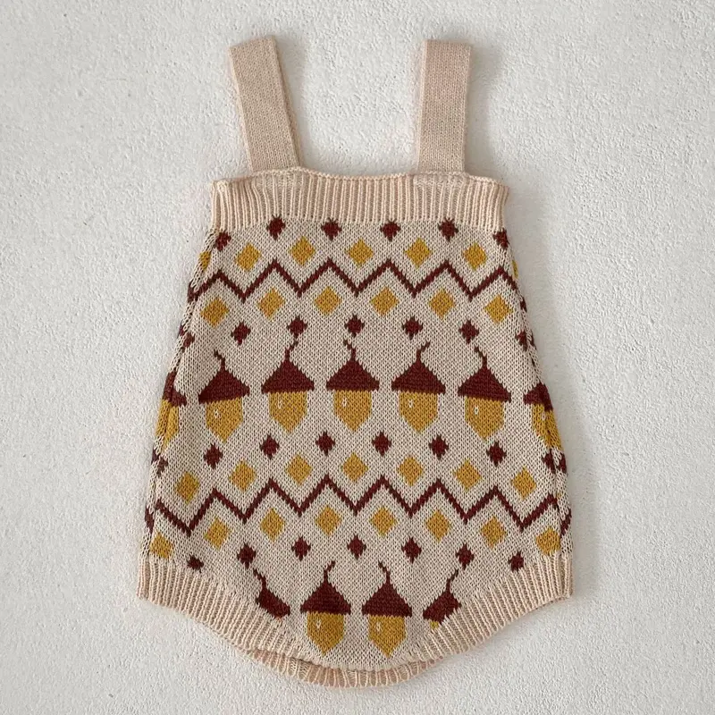 Autumn New Baby Clothing, 0-3 Year Old Female Baby Knitted Ha Yi Pinecone Knitted jumpsuit Crawler