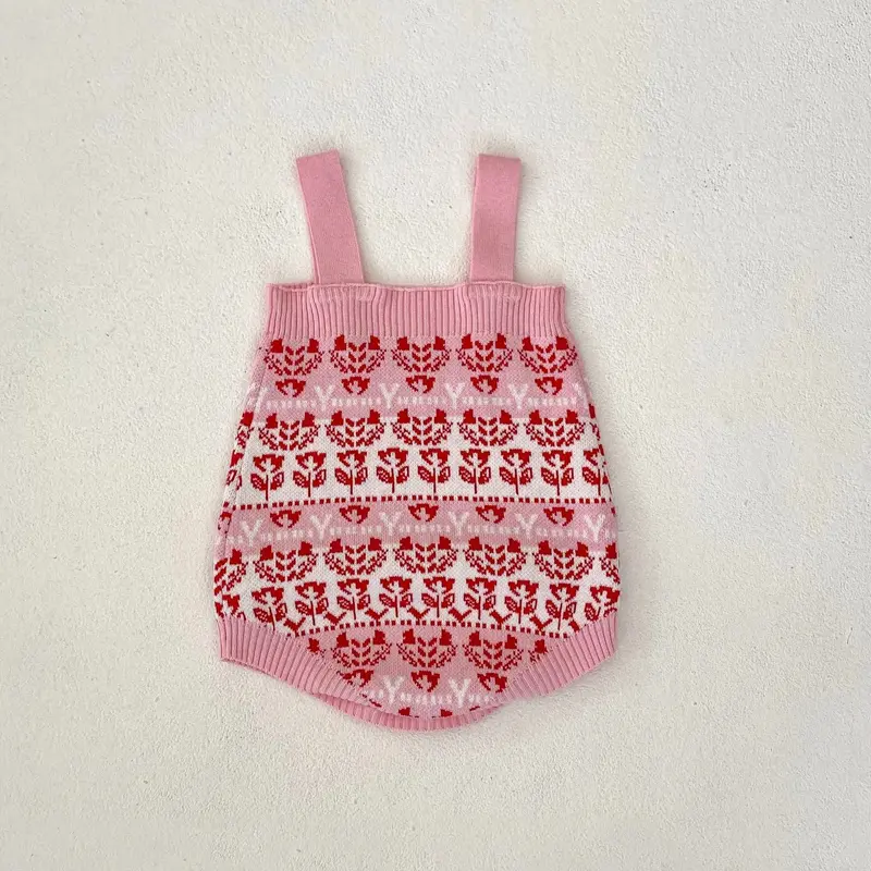 New autumn baby clothing, 0-3 year old female baby, flower jacquard knitted sweater jumpsuit, crawling suit