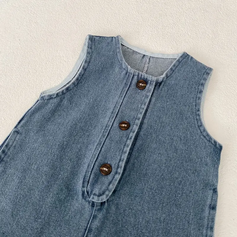 Spring and Autumn New Baby Clothing, 0-3 Year Old Boys and Girls, Fashionable and Versatile Cowboy Tank Top, Long Crawler