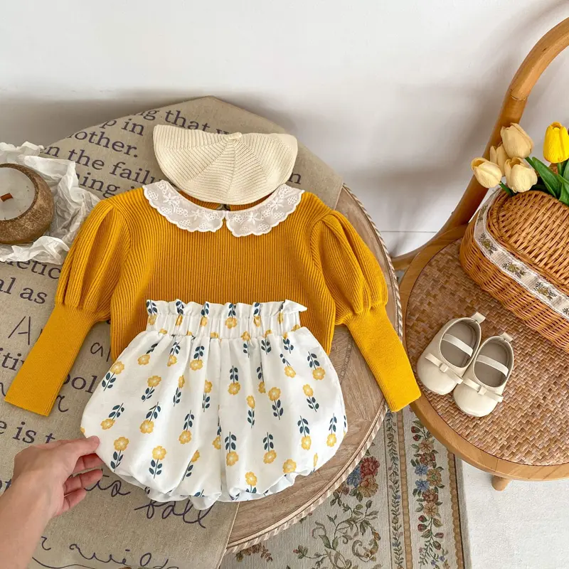 Spring New Baby Clothing, 0-3-year-old Girl's Flower Print Bud Versatile Shorts and Leggings