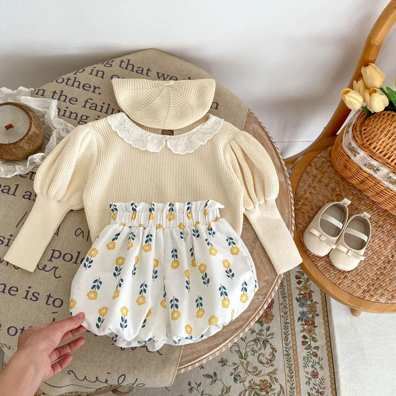 Spring New Baby Clothing, 0-3-year-old Girl's Flower Print Bud Versatile Shorts and Leggings