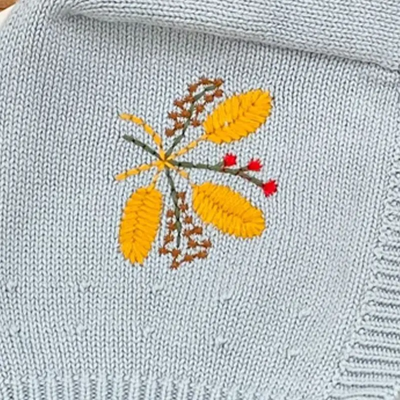 New autumn baby hat, girls aged 0-2, wheat ear embroidered knitted hat