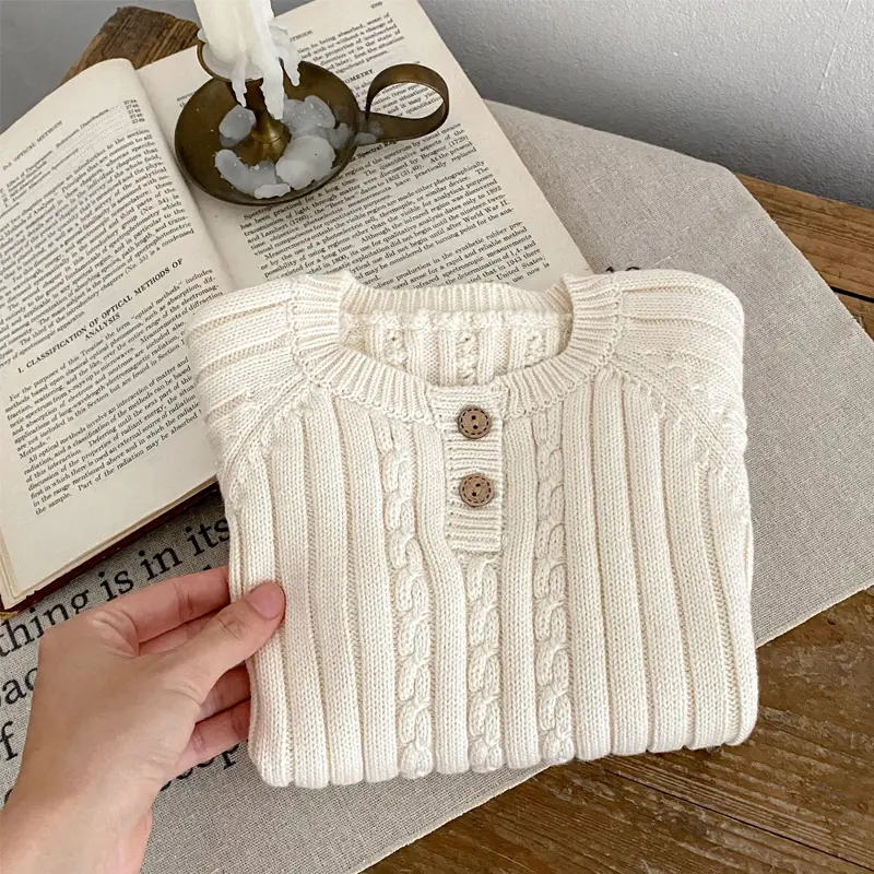 Spring and Autumn New Baby Clothing, 0-3 Year Old Boys and Girls, Sleeves Knitted Solid Color Versatile Short Crawler jumpsuit