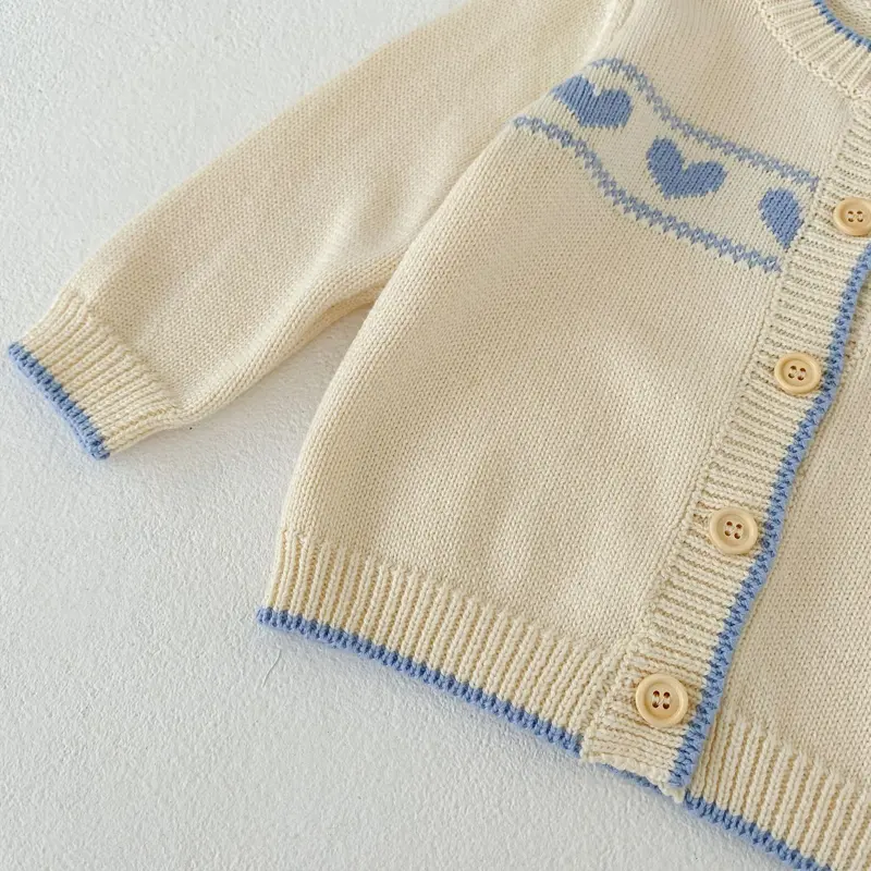 Autumn new baby clothing, 0-3 year old baby girl jacquard love cotton yarn knitted sweater jacket