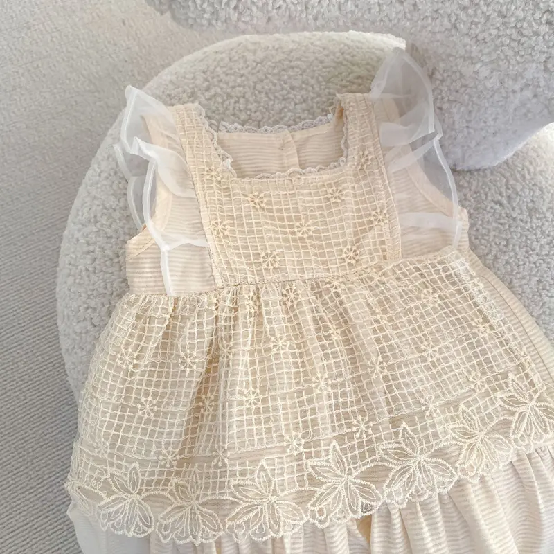 Summer new baby clothing, 0-5 year old girls, small flying sleeves, stylish lace dress