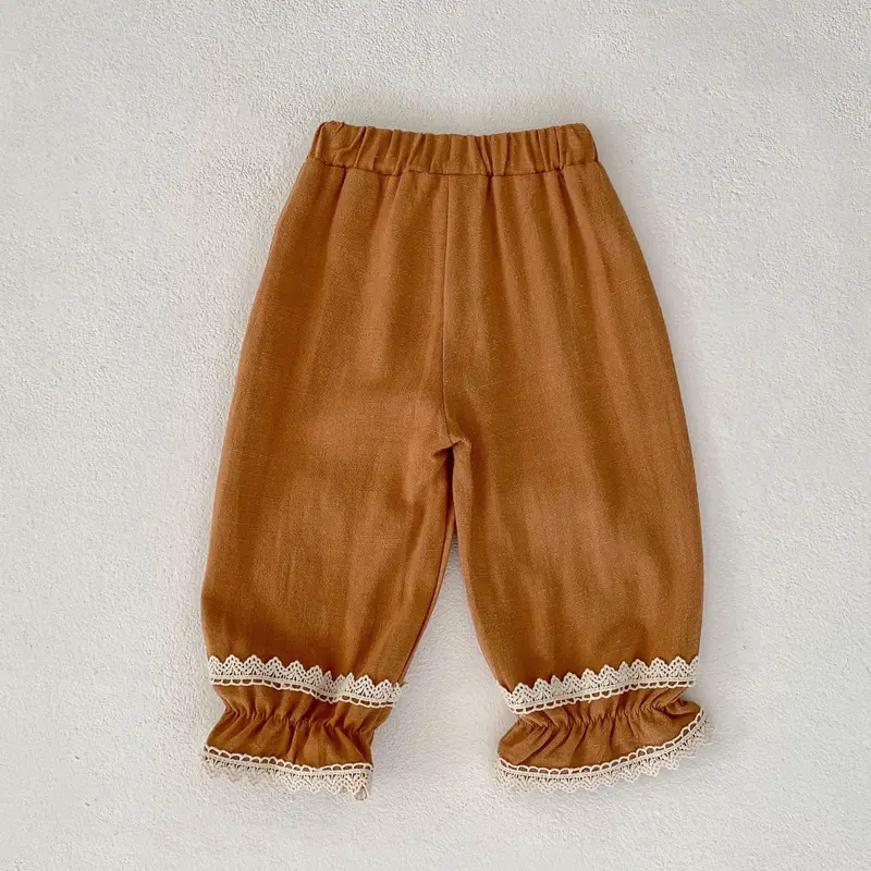 Autumn new baby clothing, 0-3 year old girl baby girl ruffle edge love fashion versatile pants