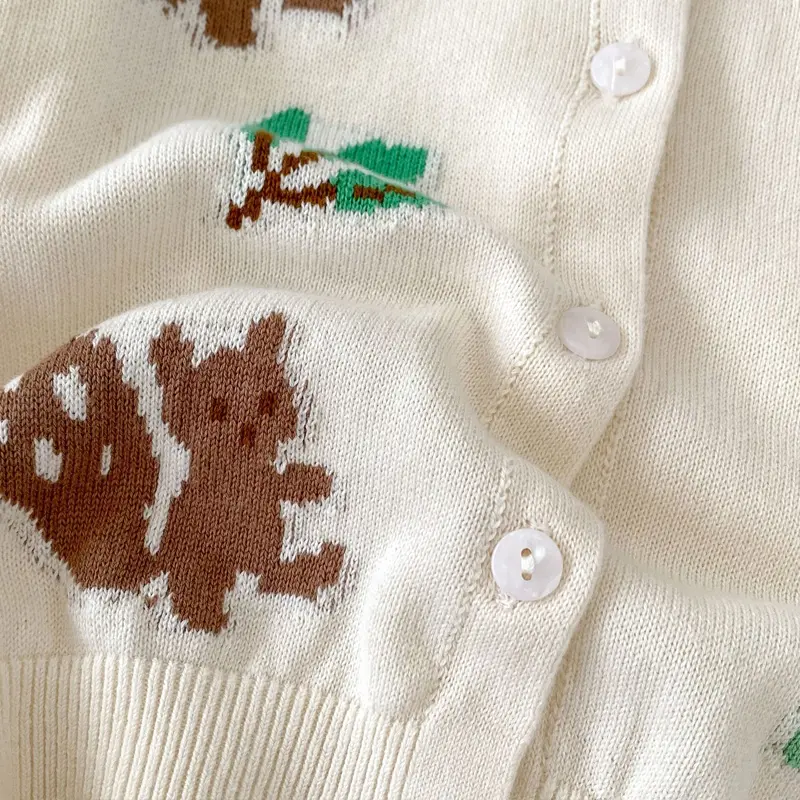 New autumn baby clothing, cartoon jacquard sweater and cardigan jacket for 0-3 year old female babies