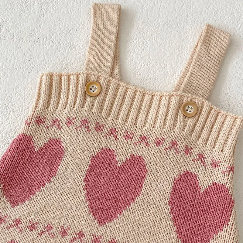 Autumn new baby clothing, 0-3 year old female baby knitted hoodie, heart lifting jumpsuit, crawling suit