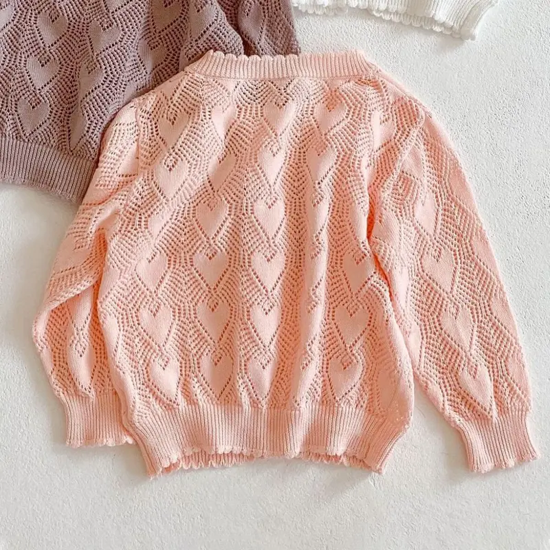 Spring New Baby Clothing, 0-3 Year Old Girl Sun Protection Air Conditioning Shirt Long sleeved Knitted Hollow Coat