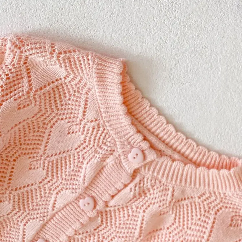 Spring New Baby Clothing, 0-3 Year Old Girl Sun Protection Air Conditioning Shirt Long sleeved Knitted Hollow Coat