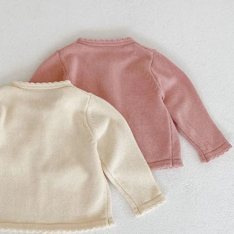 Autumn new baby clothing, 0-3 year old baby girl sweet hundred tower cardigan cotton yarn knitted sweater round neck jacket