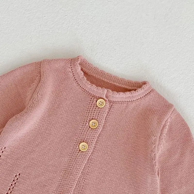 Autumn new baby clothing, 0-3 year old baby girl sweet hundred tower cardigan cotton yarn knitted sweater round neck jacket