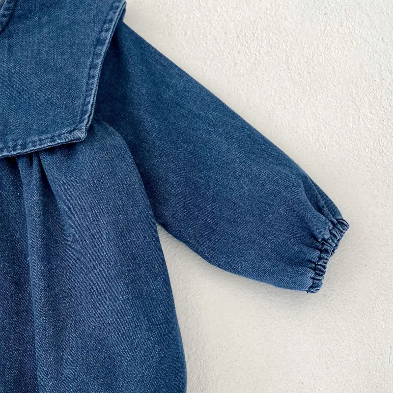 Autumn baby clothes, 0-3 year old girl jeans, sisters clothes, cute wear, large lapels, rompers