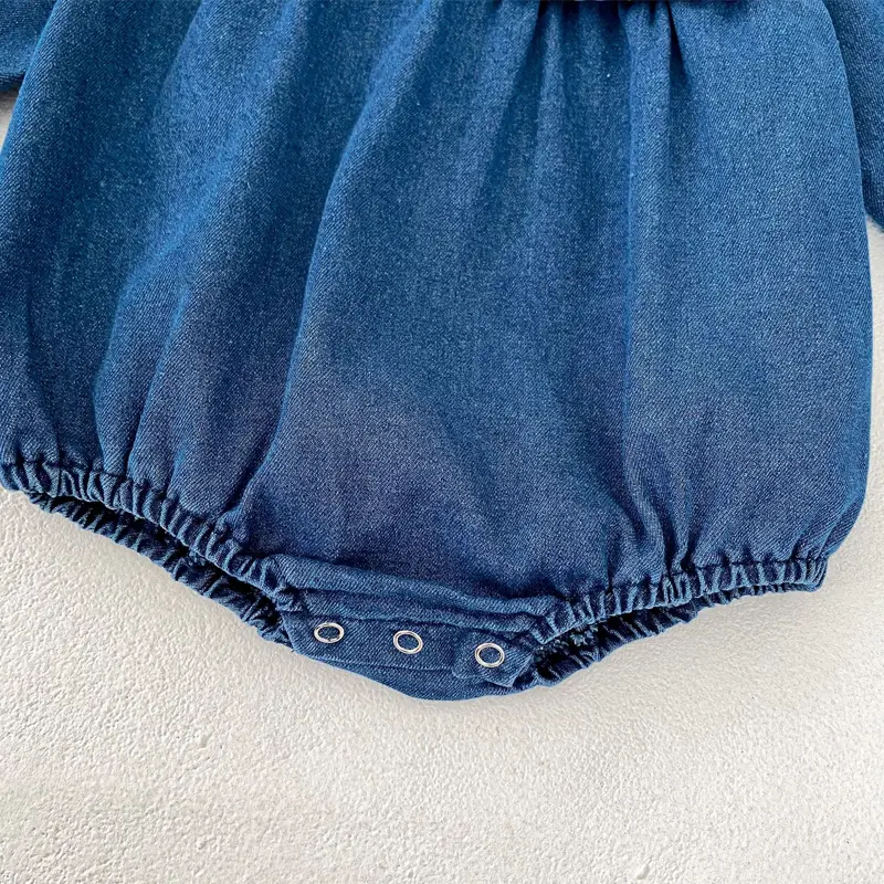 Autumn baby clothes, 0-3 year old girl jeans, sisters clothes, cute wear, large lapels, rompers