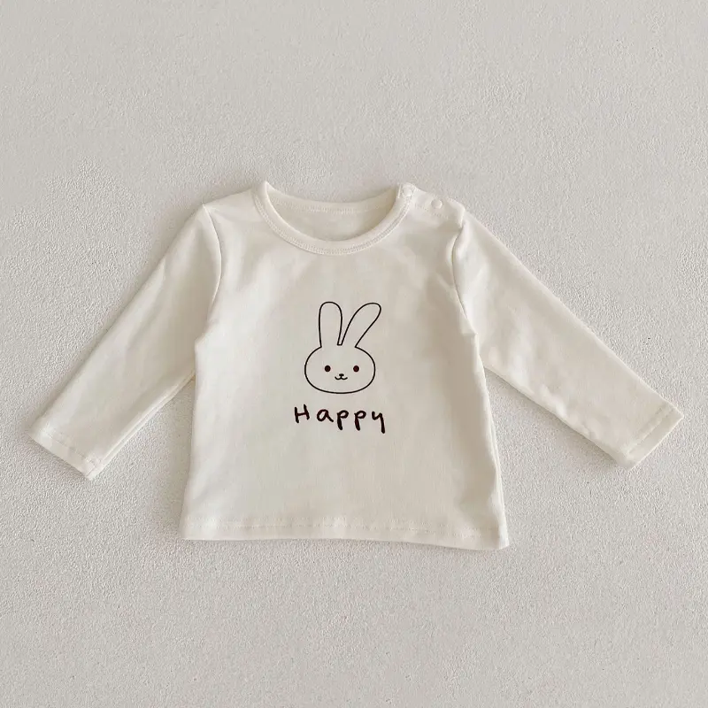 New autumn baby clothing, 0-3 year old girls, t-shirt round neck long sleeved base shirt, rabbit print top