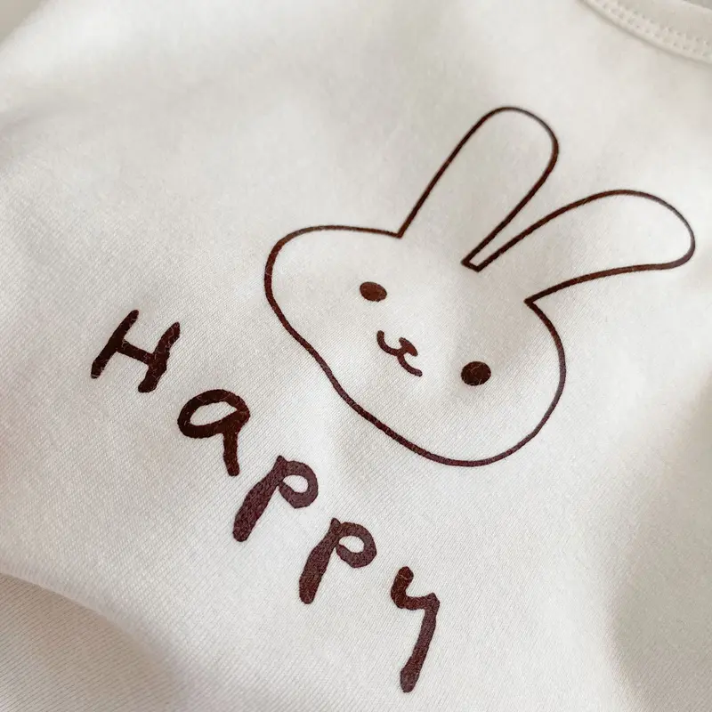 New autumn baby clothing, 0-3 year old girls, t-shirt round neck long sleeved base shirt, rabbit print top