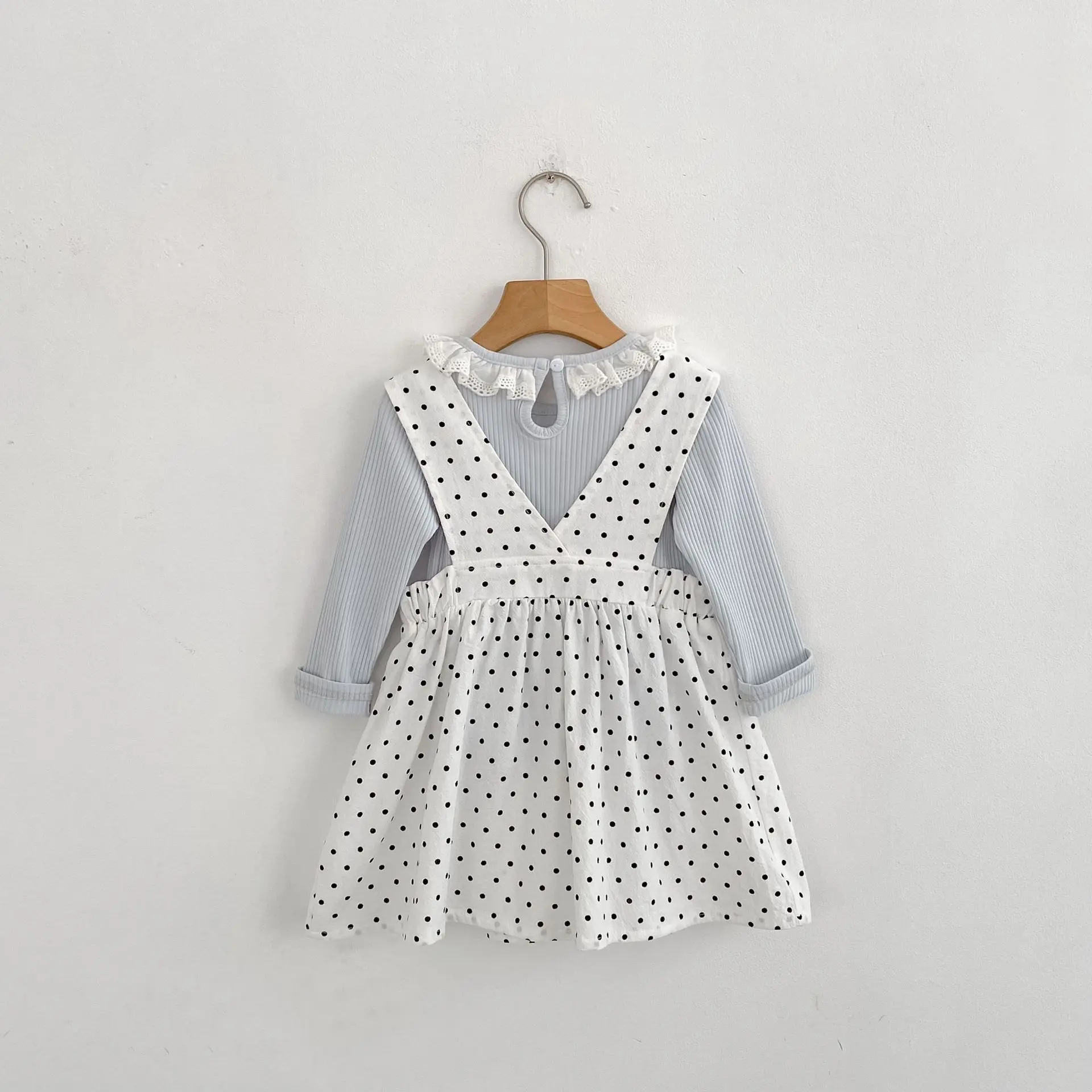New autumn baby clothing for 0-3 years old, exquisite baby girl fashion polka dot vest skirt, cute dress