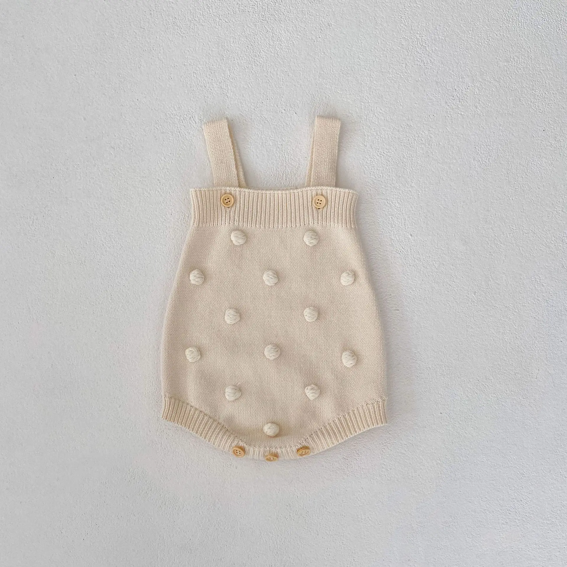 New autumn clothing for babies aged 0-3, trendy baby boy and girl knitted ball jumpsuit