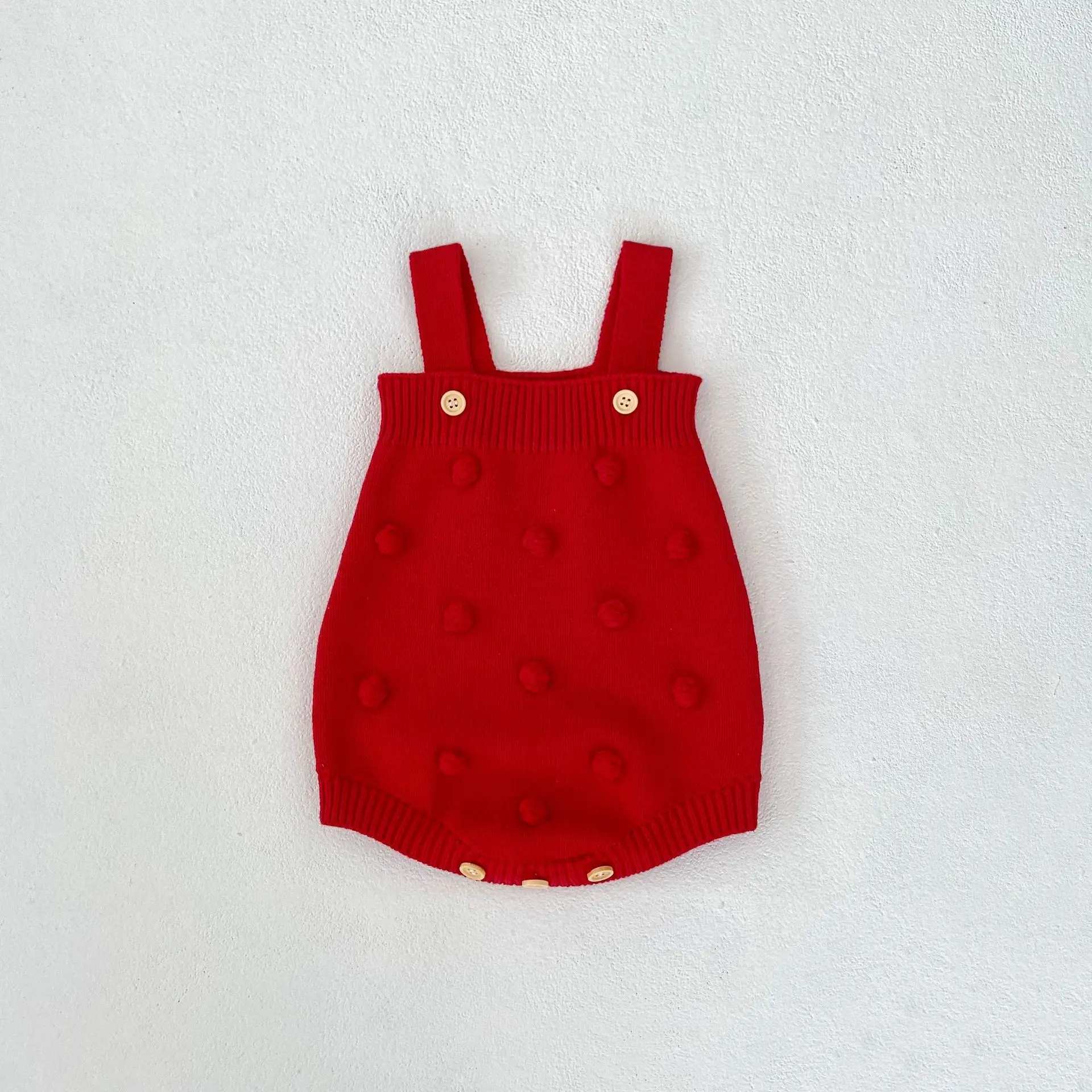 New autumn clothing for babies aged 0-3, trendy baby boy and girl knitted ball jumpsuit