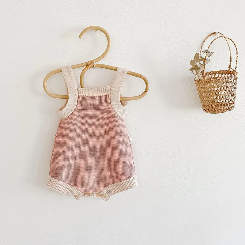 New autumn baby clothing for 0-3 years old, exquisite handmade ball knitted yarn pink jumpsuit for baby girls