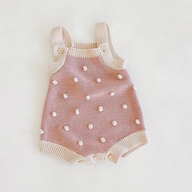 New autumn baby clothing for 0-3 years old, exquisite handmade ball knitted yarn pink jumpsuit for baby girls
