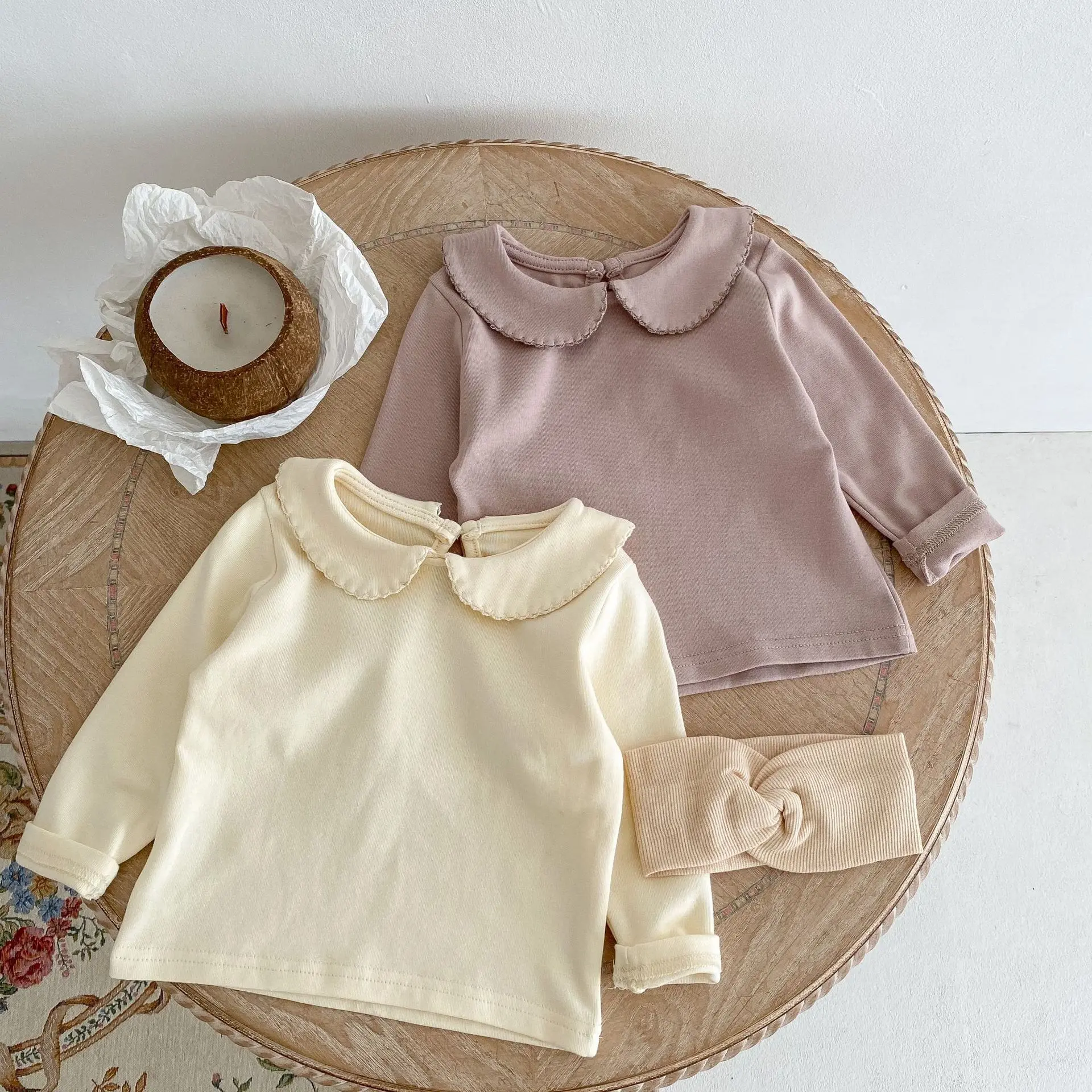 Autumn new 0-3 year old baby clothing, exquisite baby girl fashion versatile doll collar cute long sleeved T-shirt