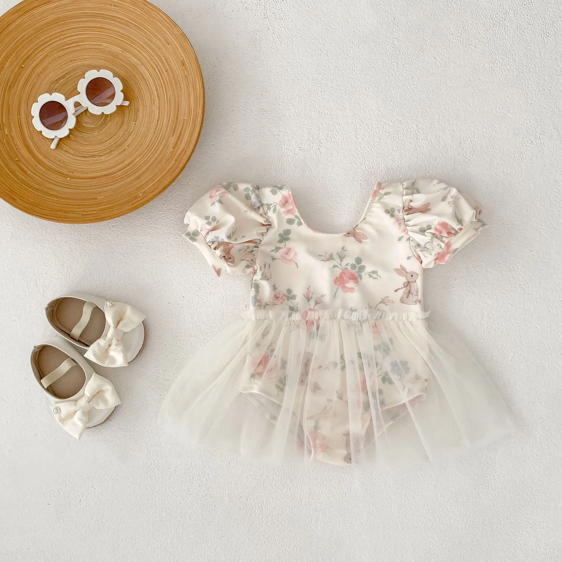 Spring and Autumn new 0-3 year old baby clothing, baby girl swimsuit, princess dress one-piece swimsuit with mesh skirt