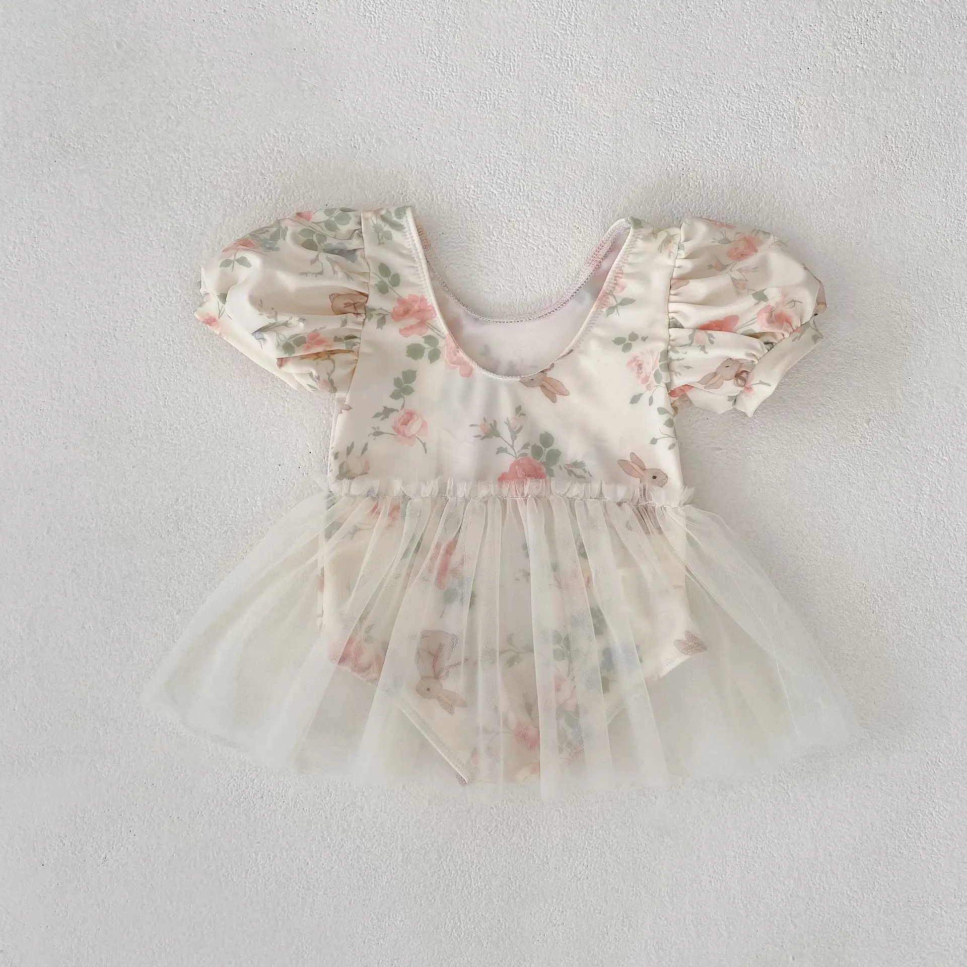 Spring and Autumn new 0-3 year old baby clothing, baby girl swimsuit, princess dress one-piece swimsuit with mesh skirt