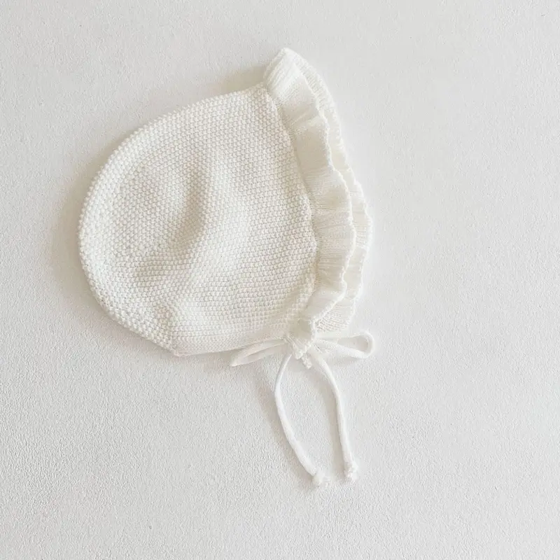 New autumn baby hat, female babies aged 0-2, ruffled knit versatile woolen hat