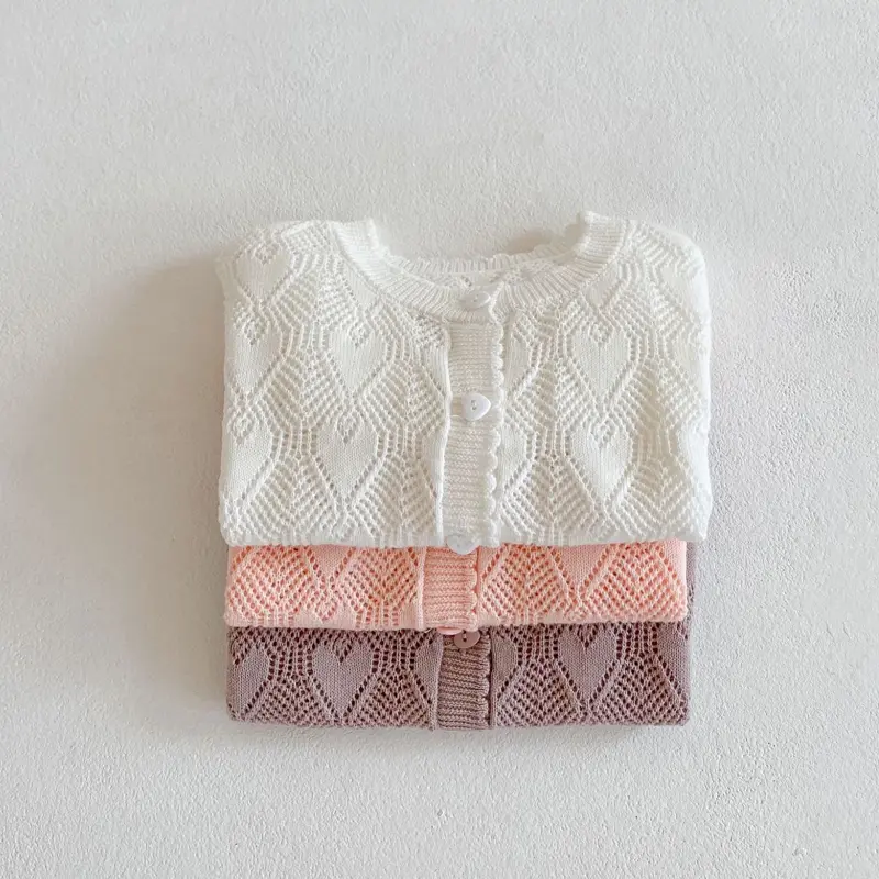 Spring New Baby Clothing, 0-3 Year Old Girl Sun Protection Air Conditioning Shirt Long sleeved Knitted Hollow Coat