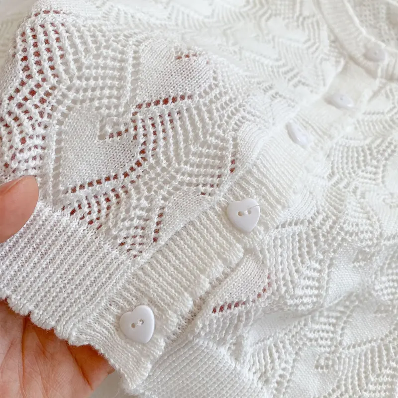Spring New Baby Clothing, 0-3 Year Old Girl Sun Protection Air Conditioning Shirt Long sleeved Knitted Hollow Coat