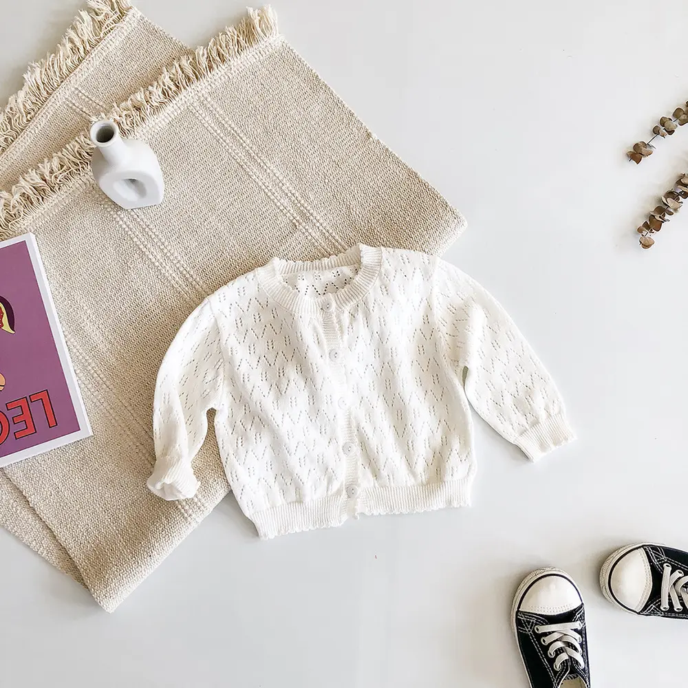 Summer new 0-3 year old baby clothing, long sleeved knitted air-conditioned cardigan, thin sun protection clothing