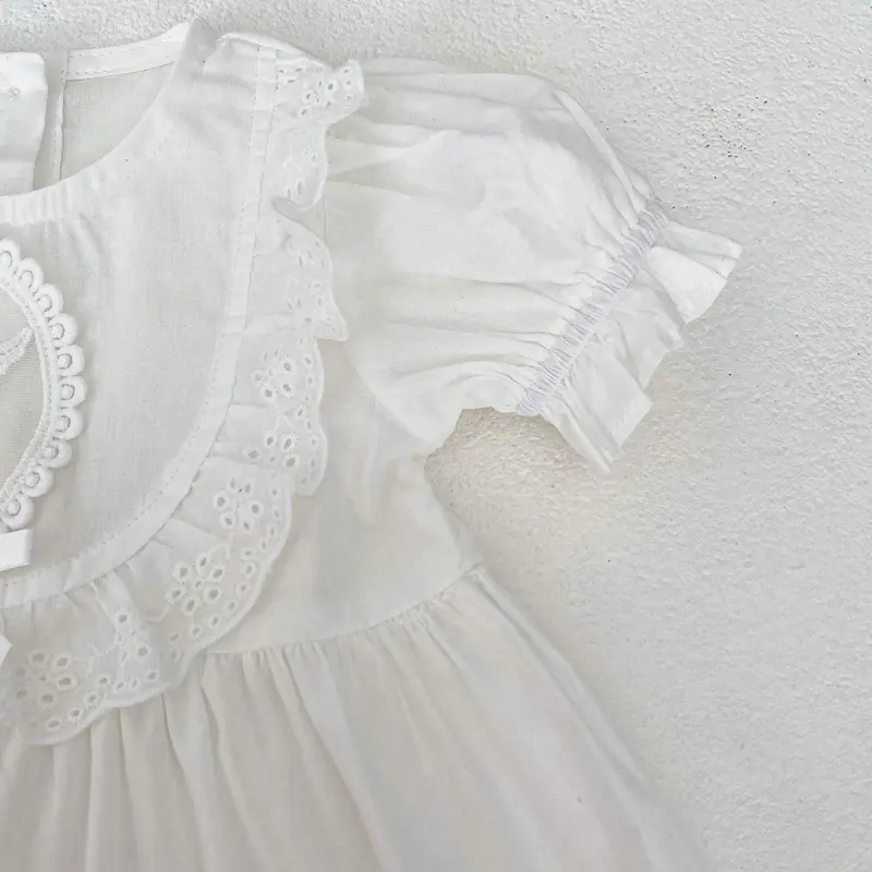 Summer new baby clothing, 0-5 year old girls, clean color bubble short sleeved dress