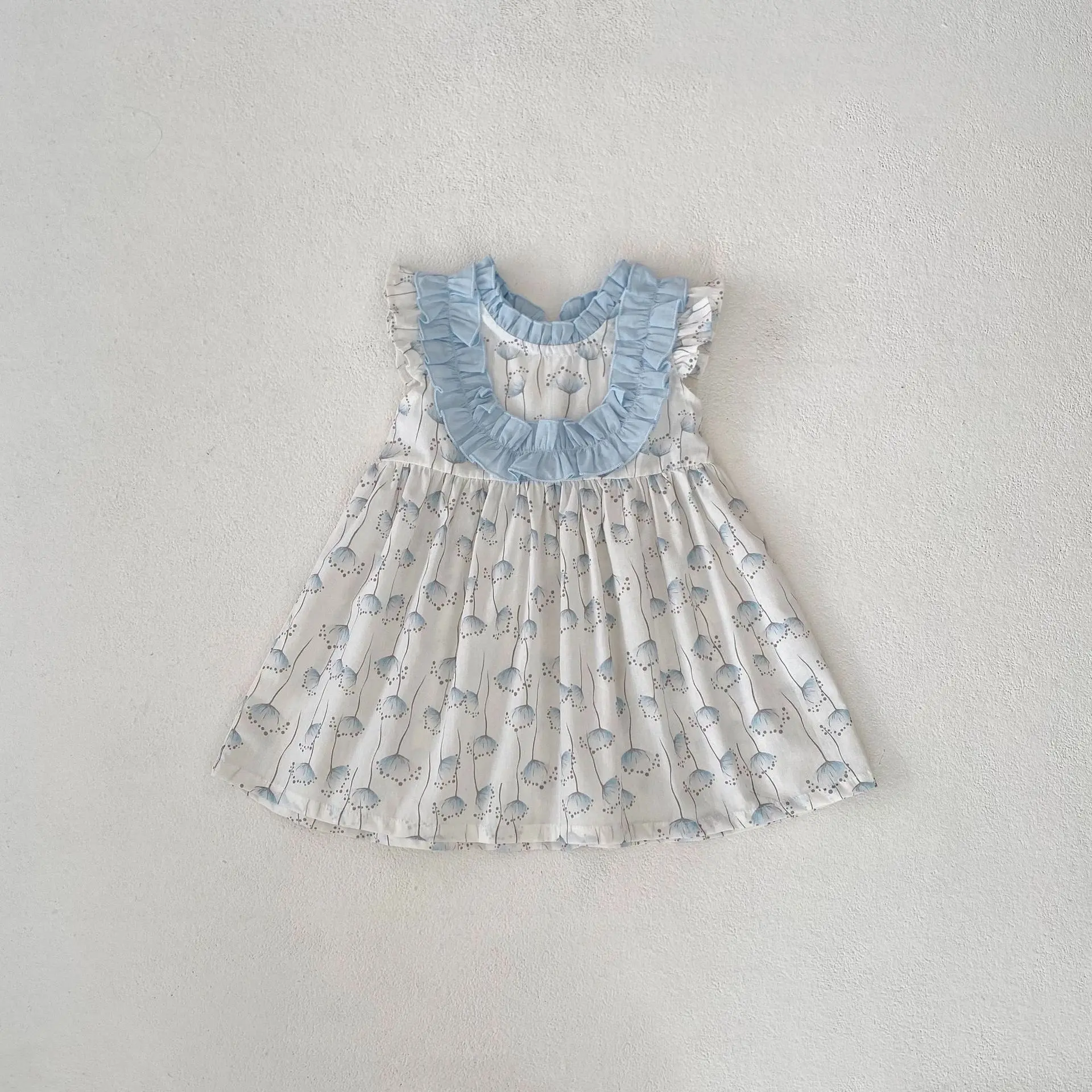 Summer new 0-3 year old baby clothing, cute baby girl dress, dandelion flower flying sleeve dress
