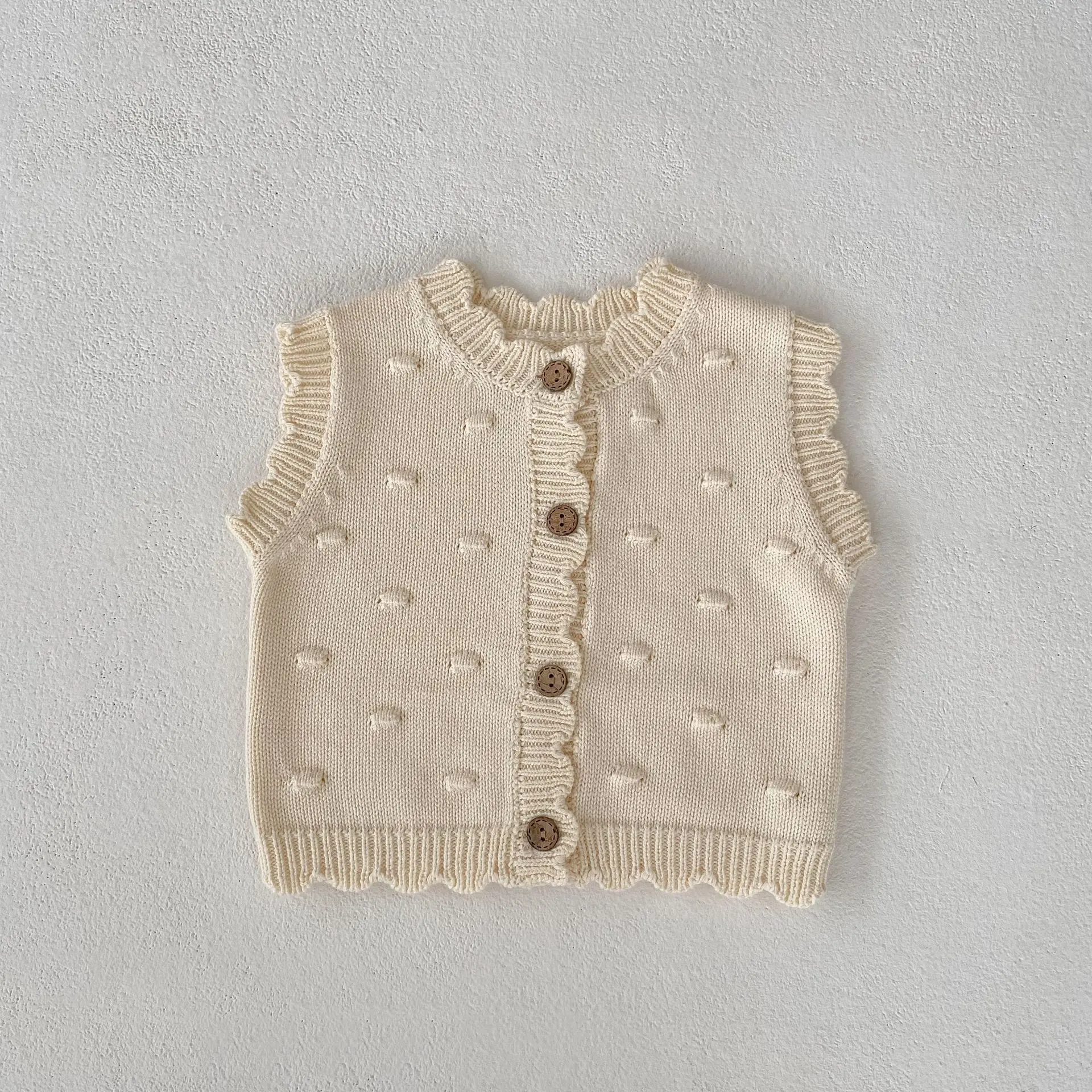 New autumn baby clothing for 0-3 years old, baby boys, baby girls, small wool ball cardigan, knitted sweater, apricot vest