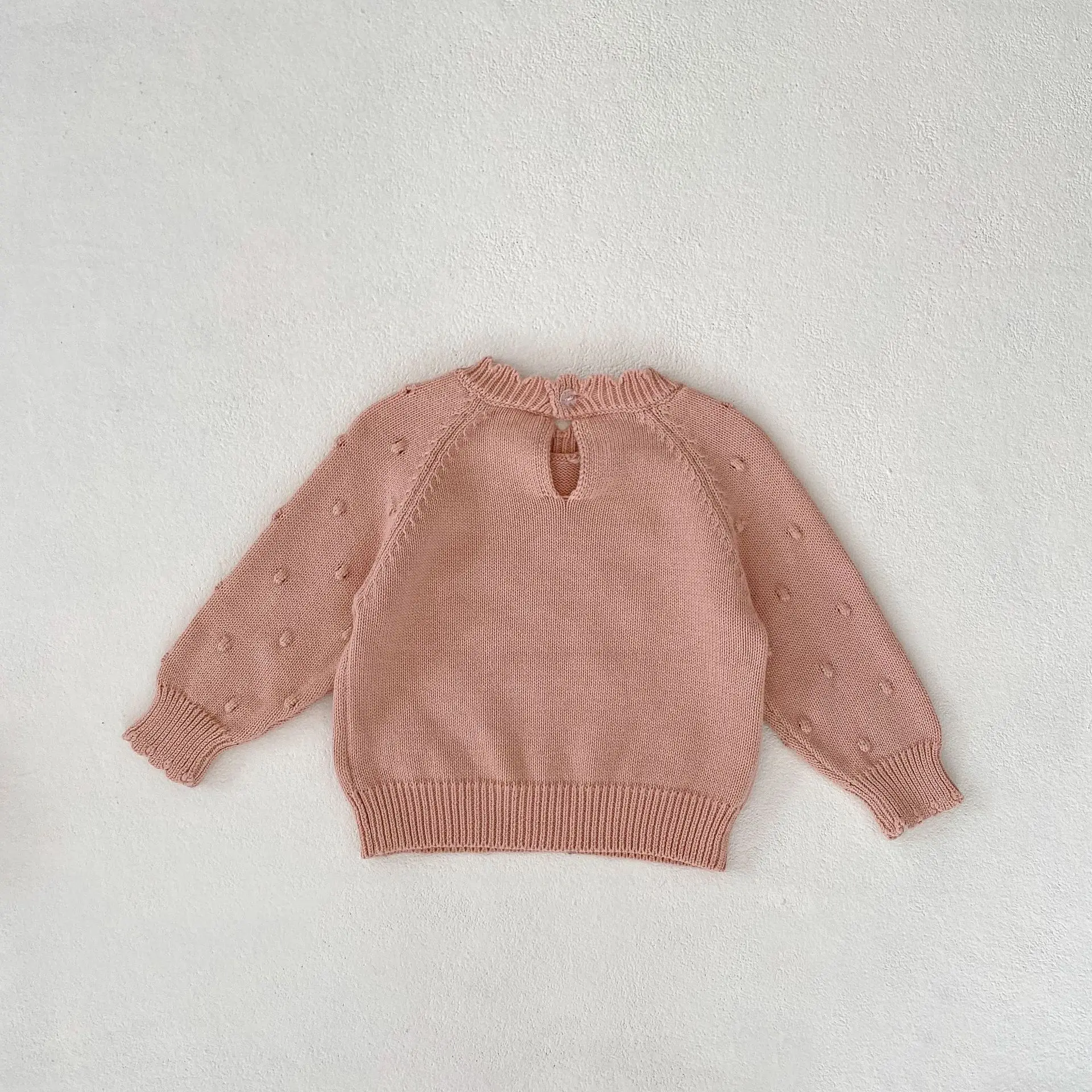 New autumn baby clothing for 0-3 years old, fashionable baby girl tops, bubble dot long sleeved pullover knitwear