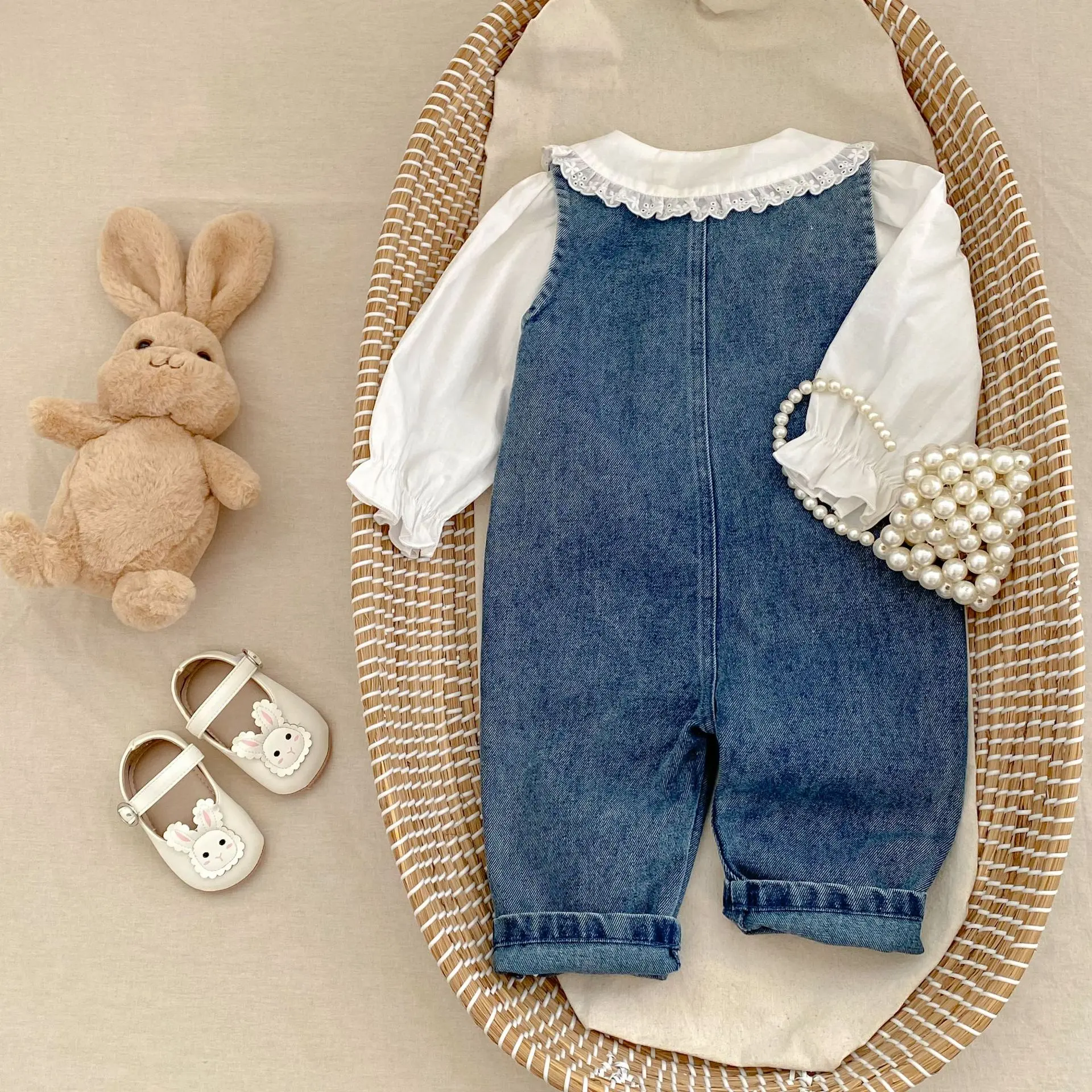 New autumn baby clothing for 0-3 years old, sleeveless denim jumpsuit for baby boys and girls, casual style pants