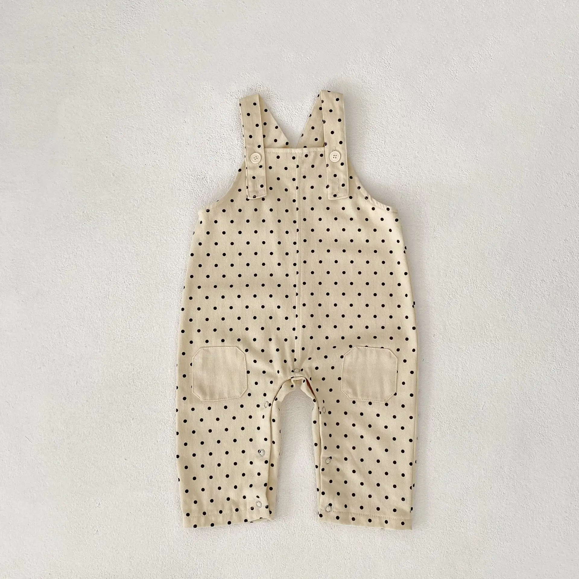 New spring and autumn baby clothing for 0-3 years old, boys and girls baby polka dot patch shoulder strap jumpsuit pants